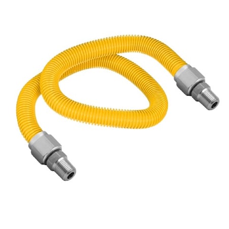 Gas Line Hose 1/2'' O.D.x72'' Len 1/2 MIP Fittings Yellow Coated Stainless Steel Flexible Connector